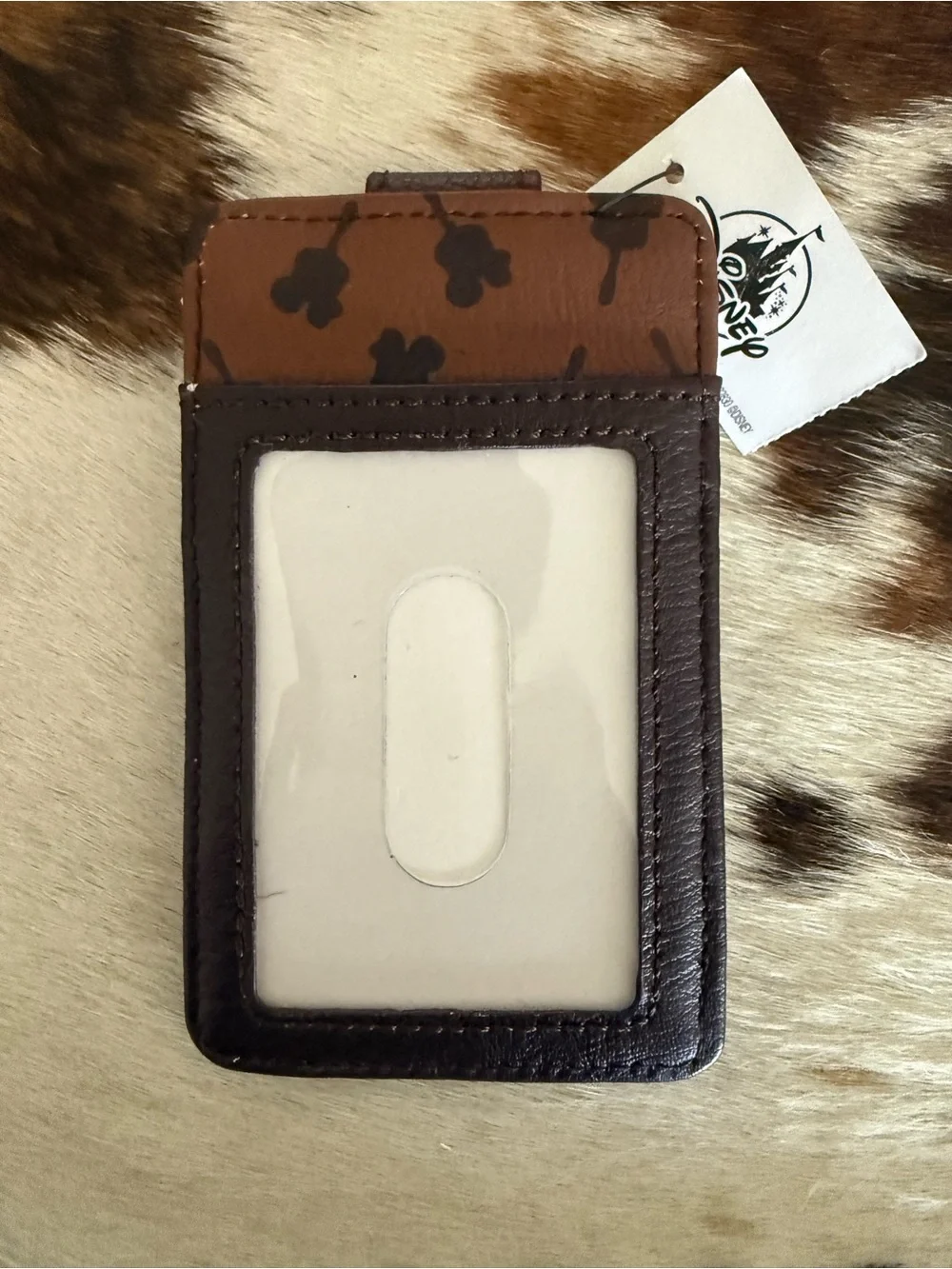 NWT Disney Brown & Cream Mickey Ice Cream ID Card Sleeve Slim Design Wallet